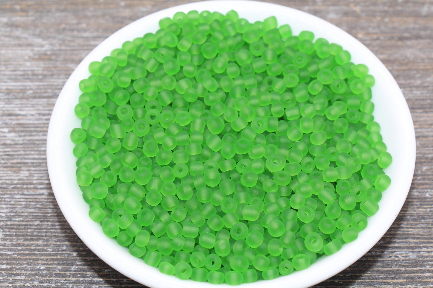 Matte Glass Seed Beads, 4mm 6/0 Glass Round Seed Beads, Matte Green Trans Seed Beads, Rocailles Beads, Beading Supplies #1017