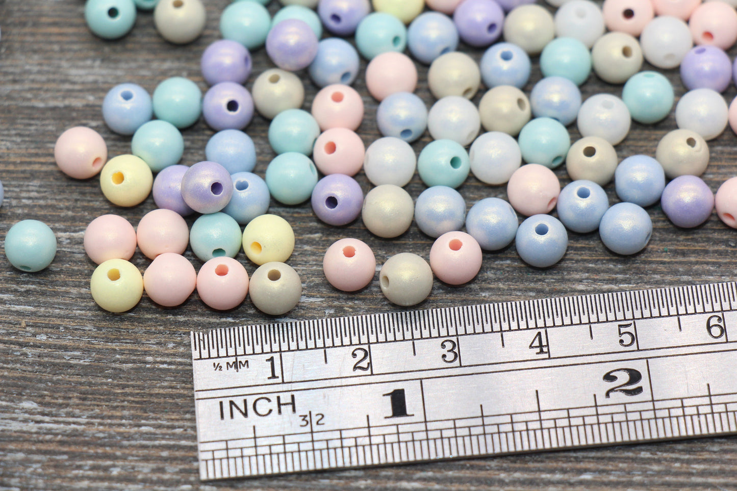 6mm Multicolored Shimmer Bubblegum Beads, Acrylic Beads