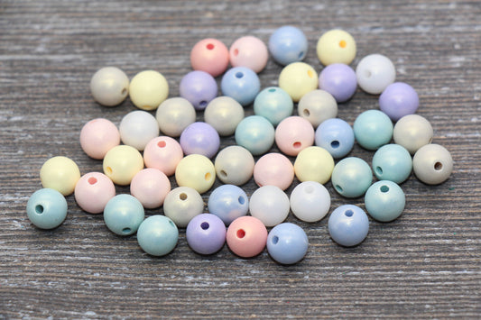 8mm Multicolored Shimmer Gumball Beads, Round Acrylic Loose Beads, Bubblegum Beads, Chunky Beads, Smooth Round Plastic Beads #1554