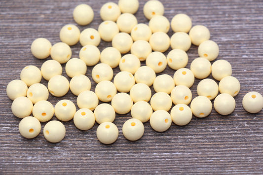 8mm Light Yellow Shimmer Gumball Beads, Round Acrylic Loose Beads, Bubblegum Beads, Chunky Beads, Smooth Round Plastic Beads #1565