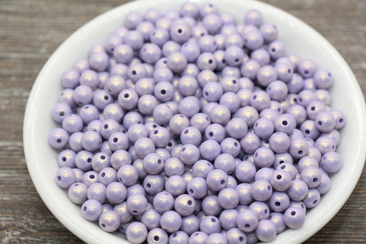 6mm Lavender Shimmer Bubblegum Bead, Plastic Beads, Acrylic Beads
