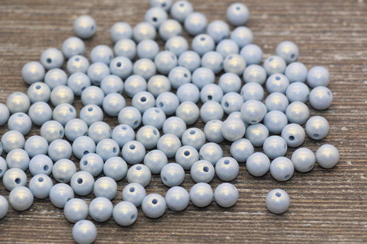 6mm Blue Shimmer Gumball Beads, Round Acrylic Loose Beads, Bubblegum Beads, Chunky Beads, Round Plastic Beads #1586