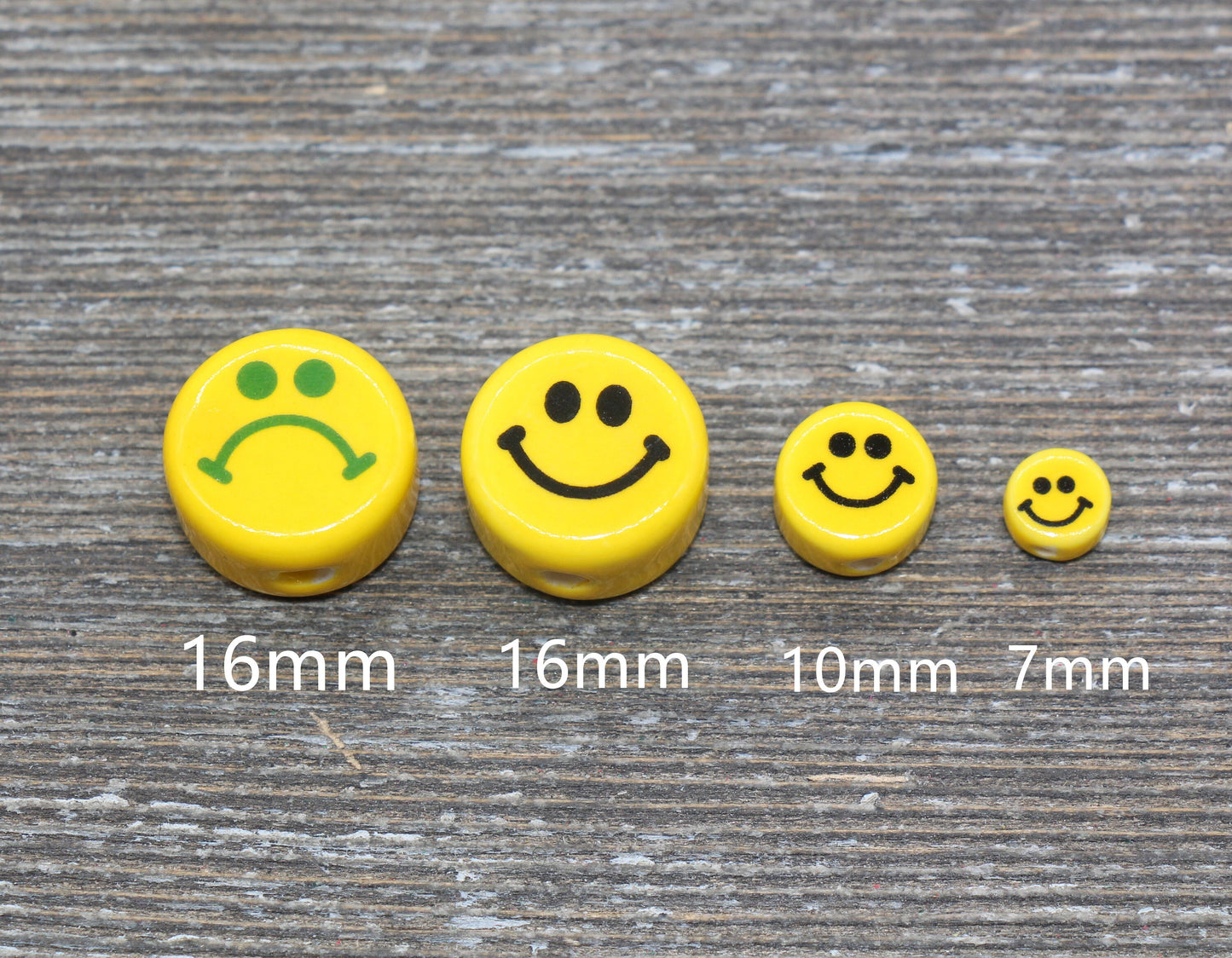 Ceramic Smiley Face Beads, Sad Face Beads, Happy Face Beads, Vertical Hole Beads, Yellow Happy Face Beads, Emoji Beads