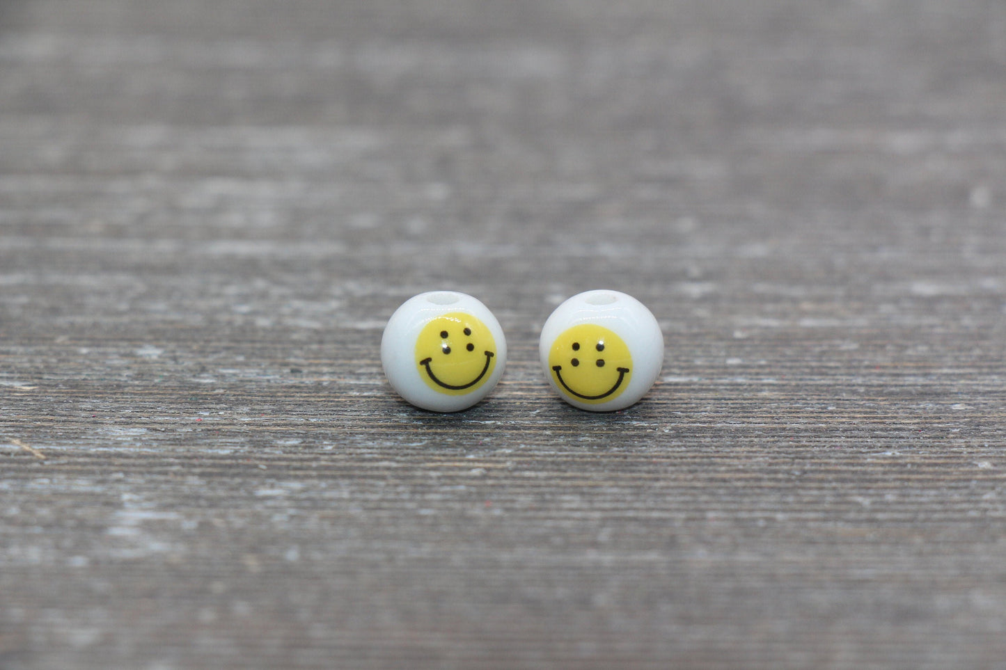 Ceramic Smiley Face Beads, Vertical Holes Happy Face Beads, Round Happy Face Beads #332