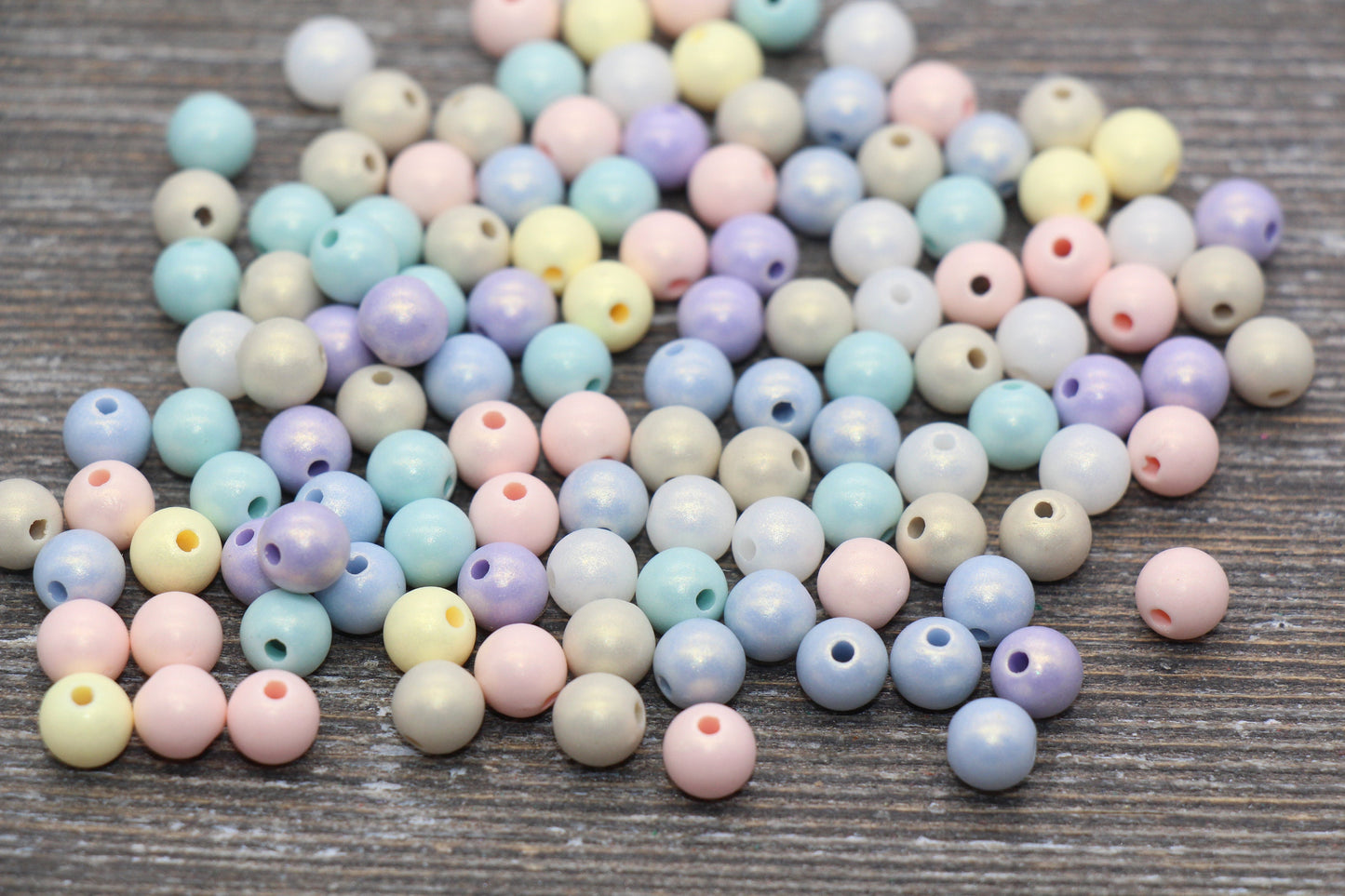 6mm Multicolored Shimmer Bubblegum Beads, Acrylic Beads