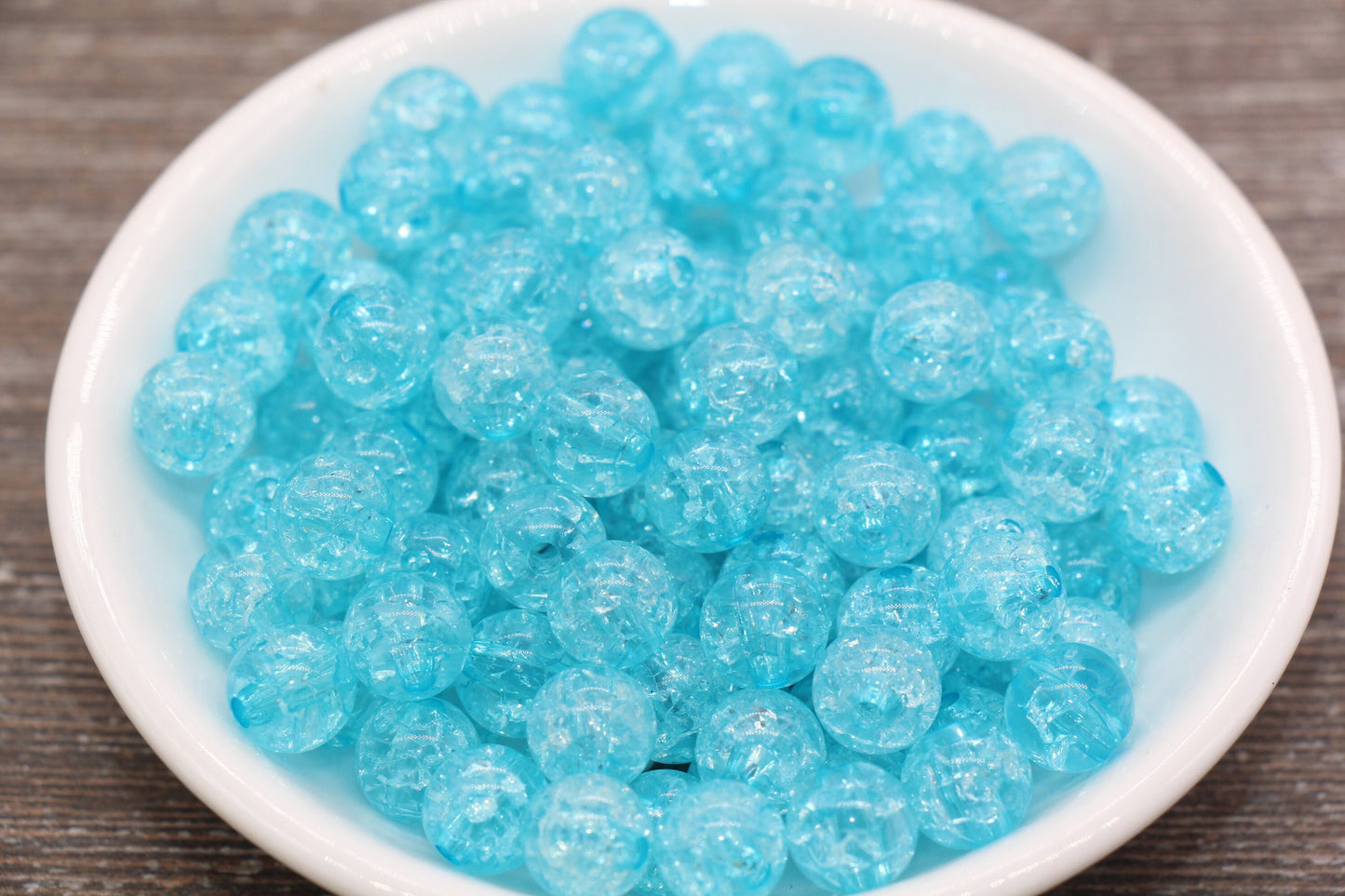 10mm Blue Crackle Gumball Beads, Acrylic Crackle Loose Beads, Bubblegum Beads, Chunky Beads, Smooth Round Plastic Beads #1607