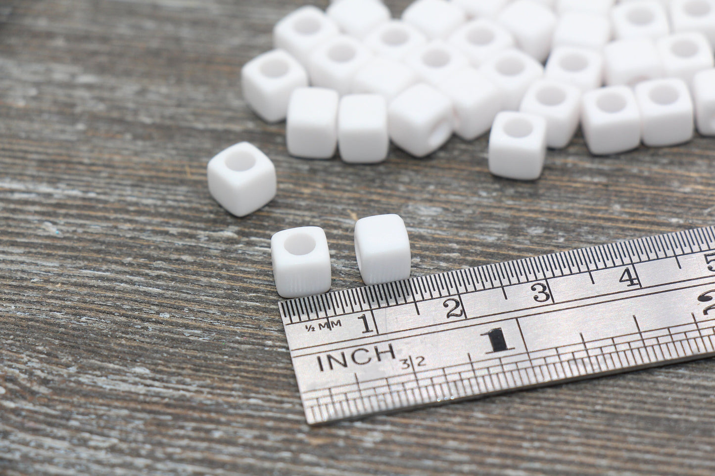 6mm White Cube Beads, Acrylic Cube Beads, Acrylic Spacer Beads, Square Beads, Acrylic Blank Beads #1609