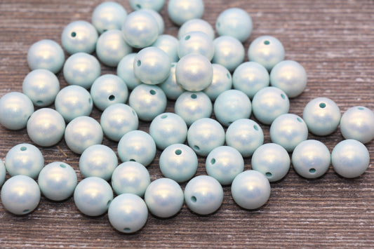 10mm Green Shimmer Gumball Beads, Round Acrylic Loose Beads, Bubblegum Beads, Chunky Beads, Gumball Beads, Smooth Plastic Beads #1580