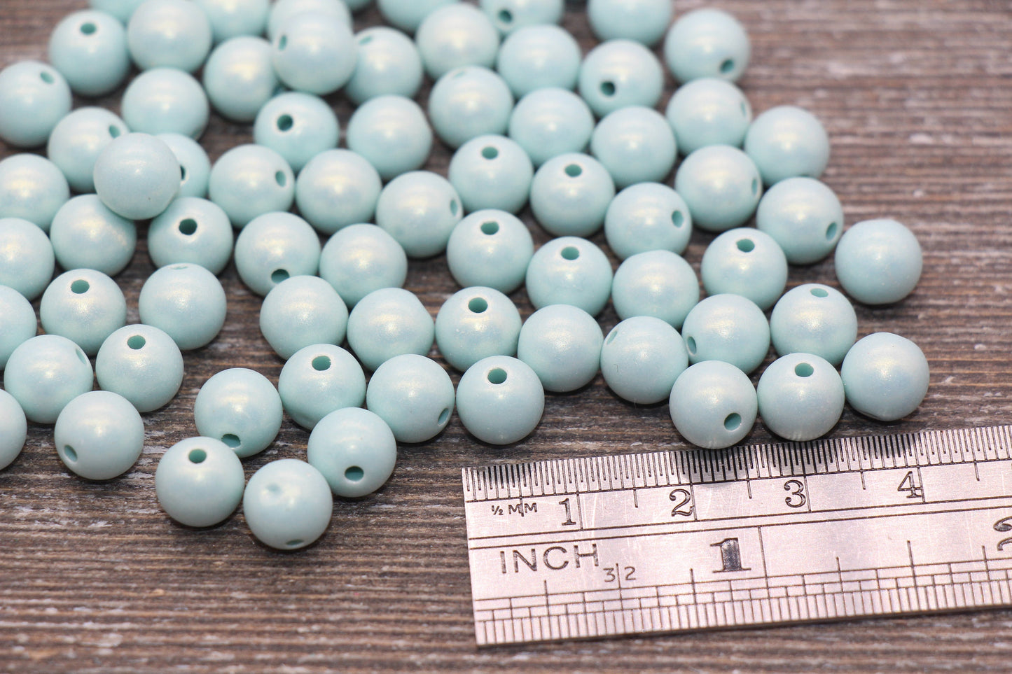 8mm Green Shimmer Gumball Beads, Round Acrylic Loose Beads, Bubblegum Beads, Chunky Beads, Smooth Round Plastic Beads #1581