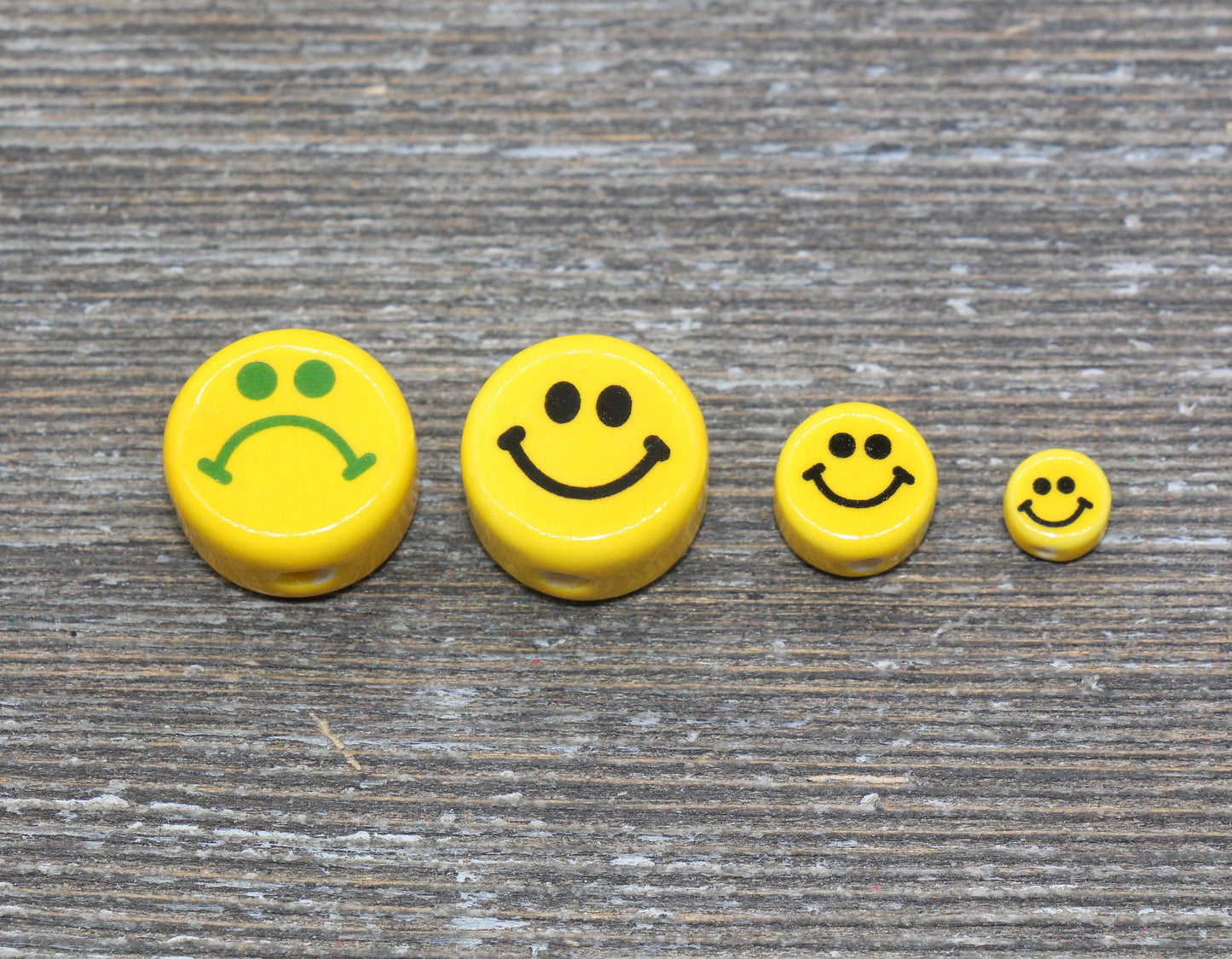 Ceramic Smiley Face Beads, Sad Face Beads, Happy Face Beads, Vertical Hole Beads, Yellow Happy Face Beads, Emoji Beads