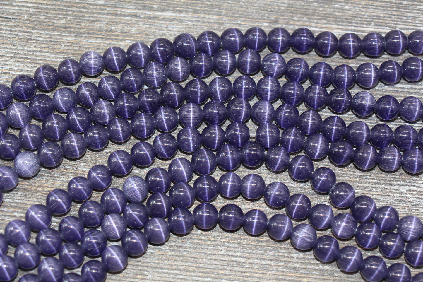 Purple Cat Eye Beads, Purple Smooth Round Beads, Sizes 4mm, 6mm, 8mm, 10mm, 12mm, Full Strand 15.5 inch, #207