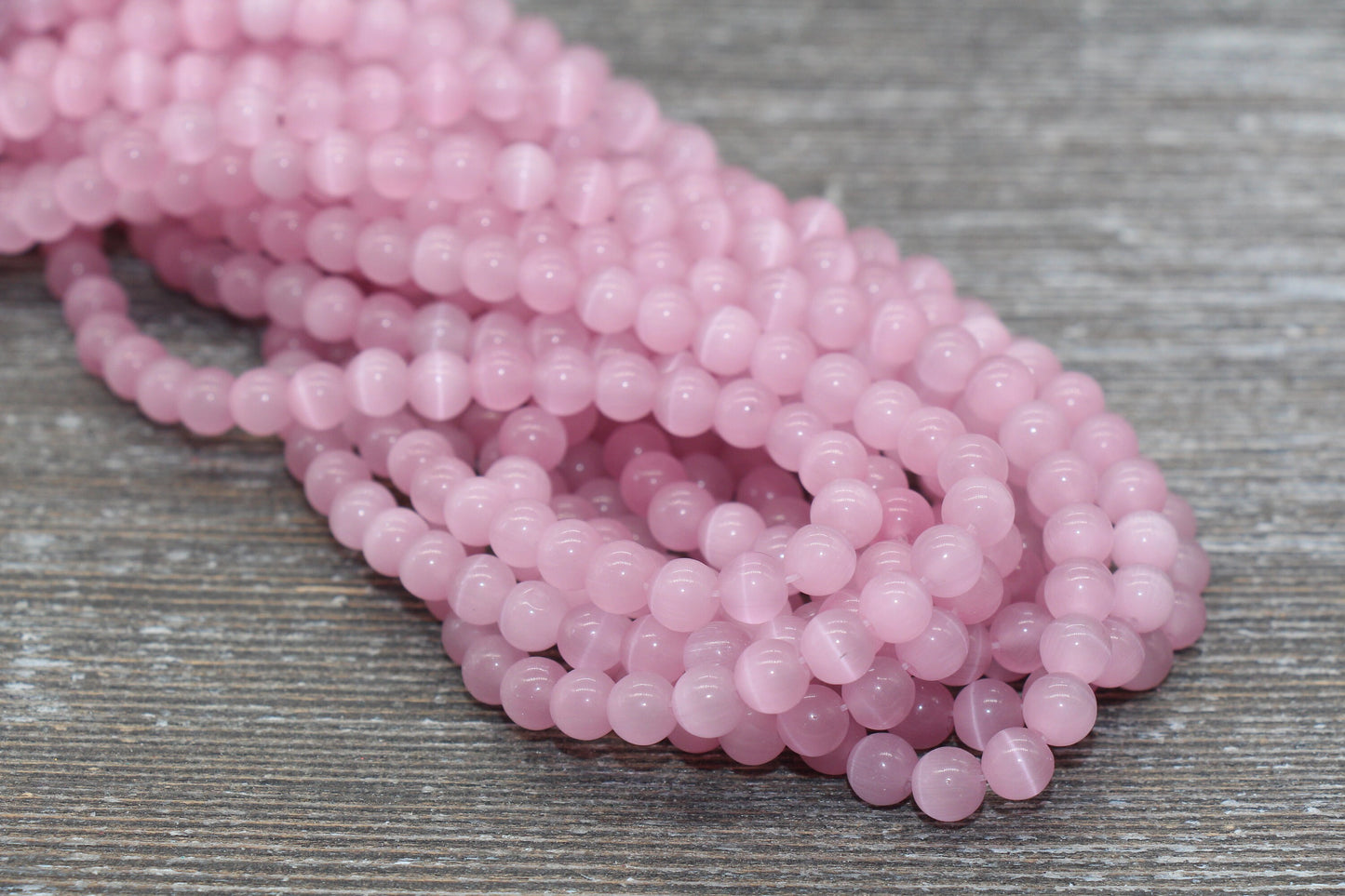 Pink Cat Eye Beads, Smooth Round Beads, Sizes 4mm 6mm 8mm 10mm 12mm, Full Strand 15.5 inch, #208