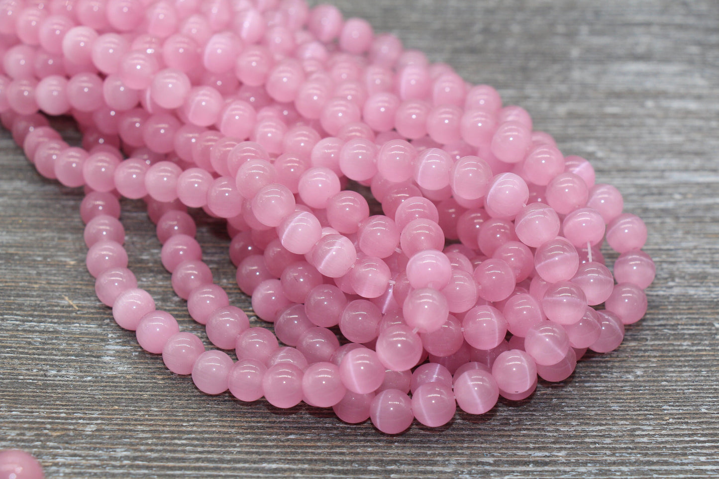 Pink Cat Eye Beads, Smooth Round Beads, Sizes 4mm 6mm 8mm 10mm 12mm, Full Strand 15.5 inch, #208