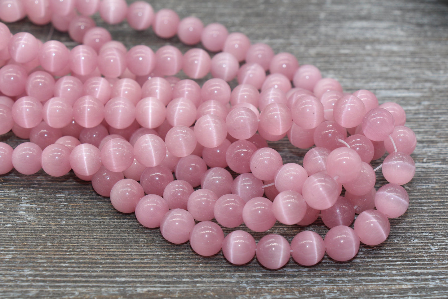 Pink Cat Eye Beads, Smooth Round Beads, Sizes 4mm 6mm 8mm 10mm 12mm, Full Strand 15.5 inch, #208