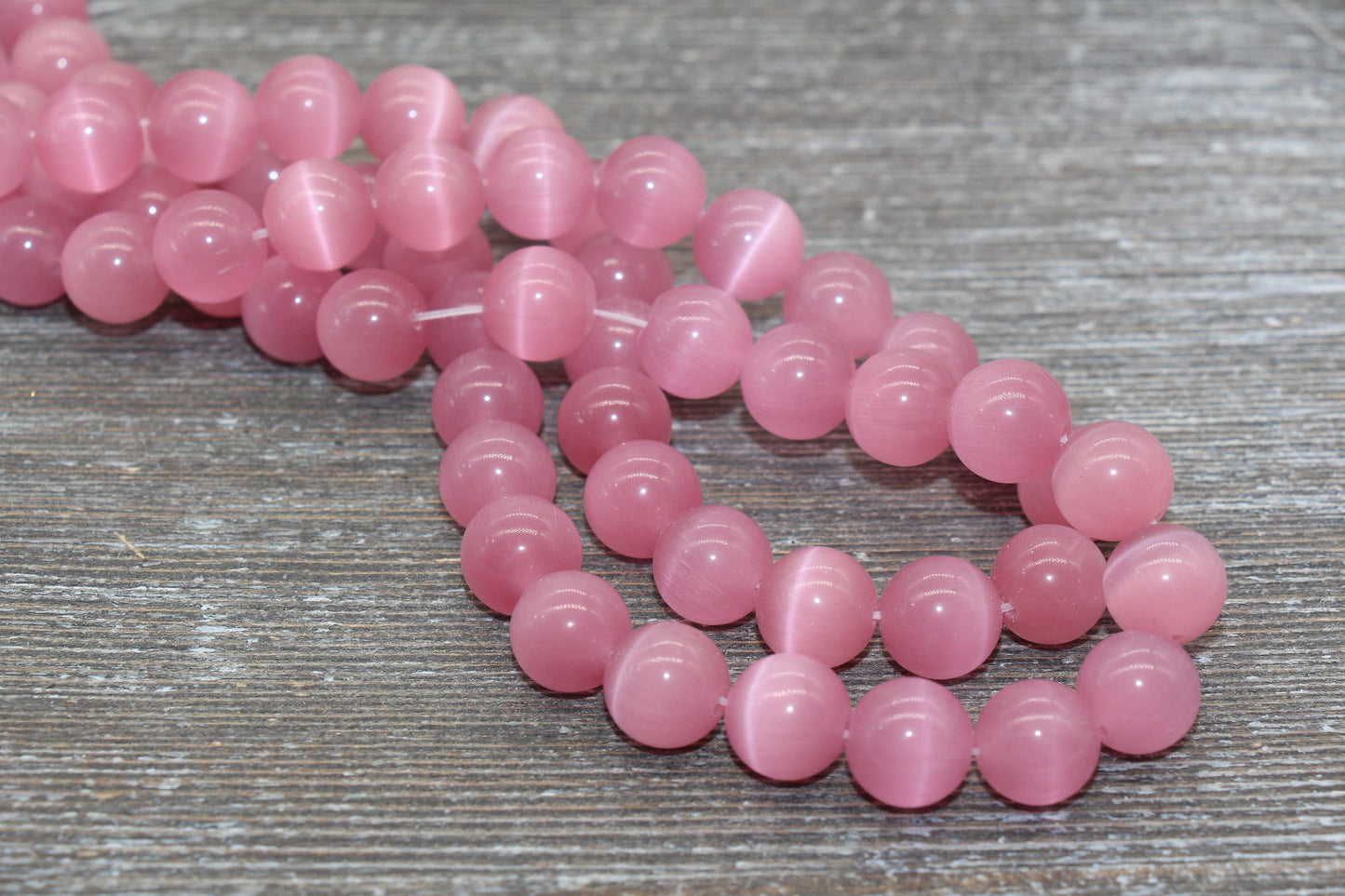 Pink Cat Eye Beads, Smooth Round Beads, Sizes 4mm 6mm 8mm 10mm 12mm, Full Strand 15.5 inch, #208