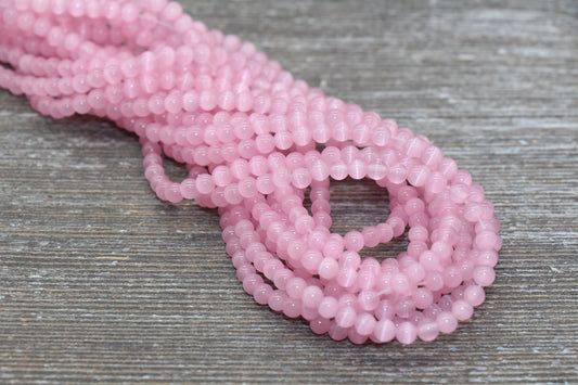 Pink Cat Eye Beads, Smooth Round Beads, Sizes 4mm 6mm 8mm 10mm 12mm, Full Strand 15.5 inch, #208