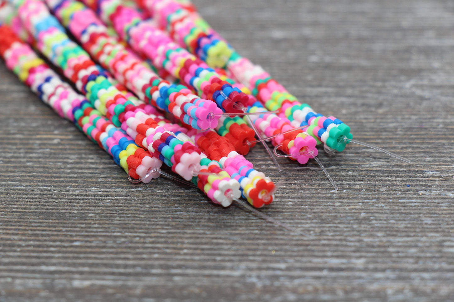 4mm Multicolored Flower Shape Heishi Beads, Polymer Clay Disc Beads, African Disc Beads, Vinyl Heishi, 16 inch Strand #197