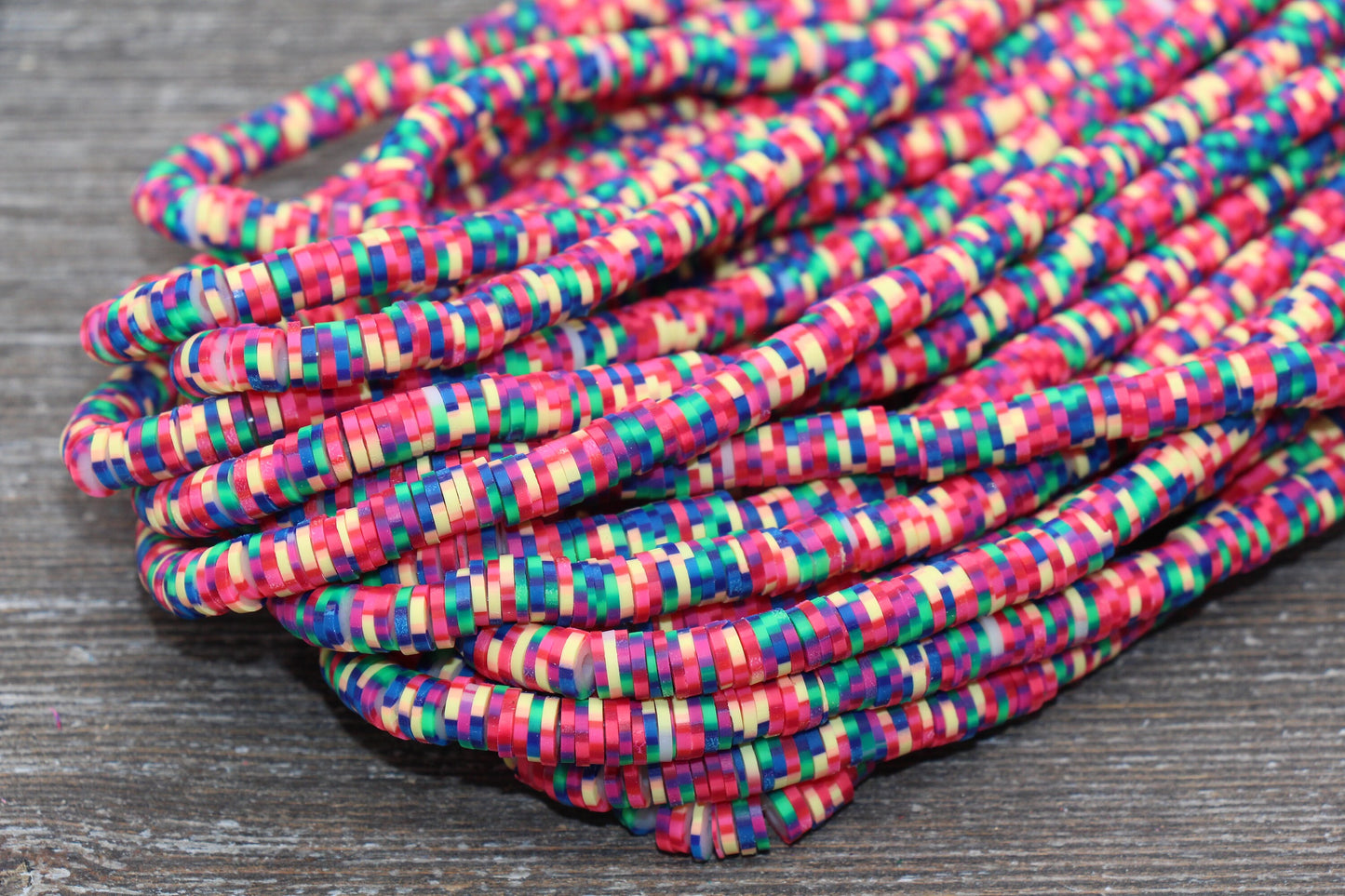 6mm Multicolored Speckled Heishi Beads, Rainbow Speckled Polymer Clay Disc Beads, African Disc Beads, Vinyl Heishi, 16 inch Strand #131