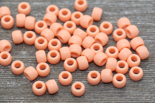 Peach Pony Beads, Acrylic Smooth Peach Loose Pony Beads, Plastic Bubblegum Beads, Chunky Beads, Spacer Beads #634