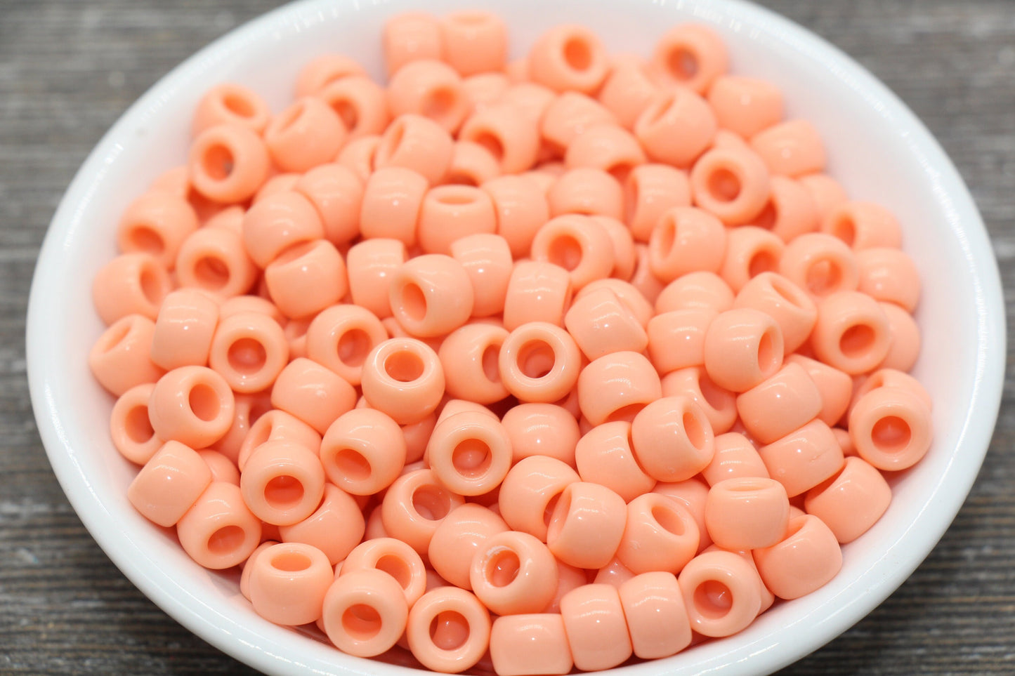 Peach Pony Beads, Acrylic Smooth Peach Loose Pony Beads, Plastic Bubblegum Beads, Chunky Beads, Spacer Beads #634