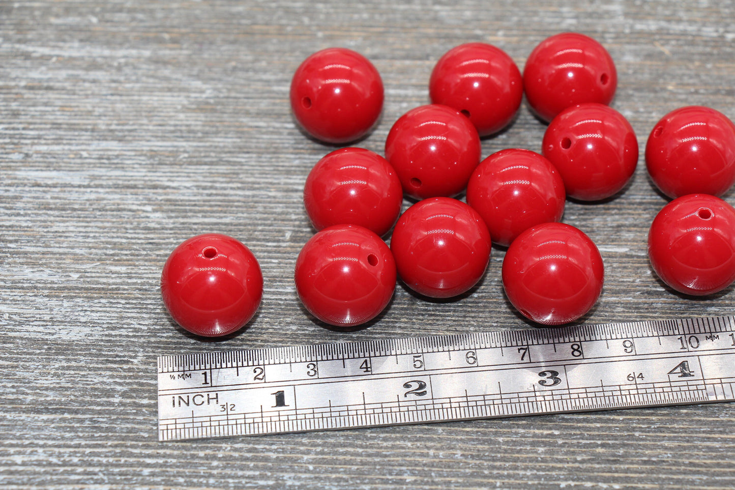 20mm Red Gumball Beads, Round Acrylic Loose Beads, Solid Bubblegum Beads, Chunky Beads, Smooth Round Plastic Beads #1650