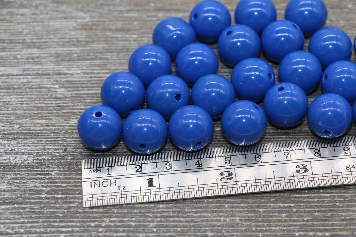 16mm Royal Blue Gumball Beads, Round Acrylic Loose Beads, Solid Bubblegum Beads, Chunky Beads, Smooth Round Plastic Beads #1664
