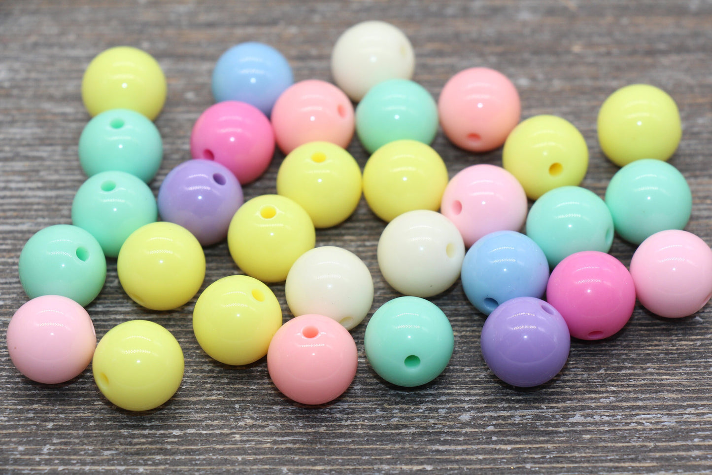 14mm Multicolor Gumball Beads, Round Acrylic Loose Beads, Solid Bubblegum Beads, Chunky Beads, Smooth Round Plastic Beads #1667