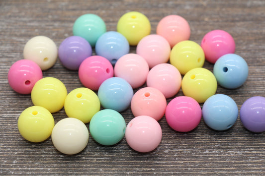 16mm Multicolor Gumball Beads, Round Acrylic Loose Beads, Solid Bubblegum Beads, Chunky Beads, Smooth Round Plastic Beads #1668