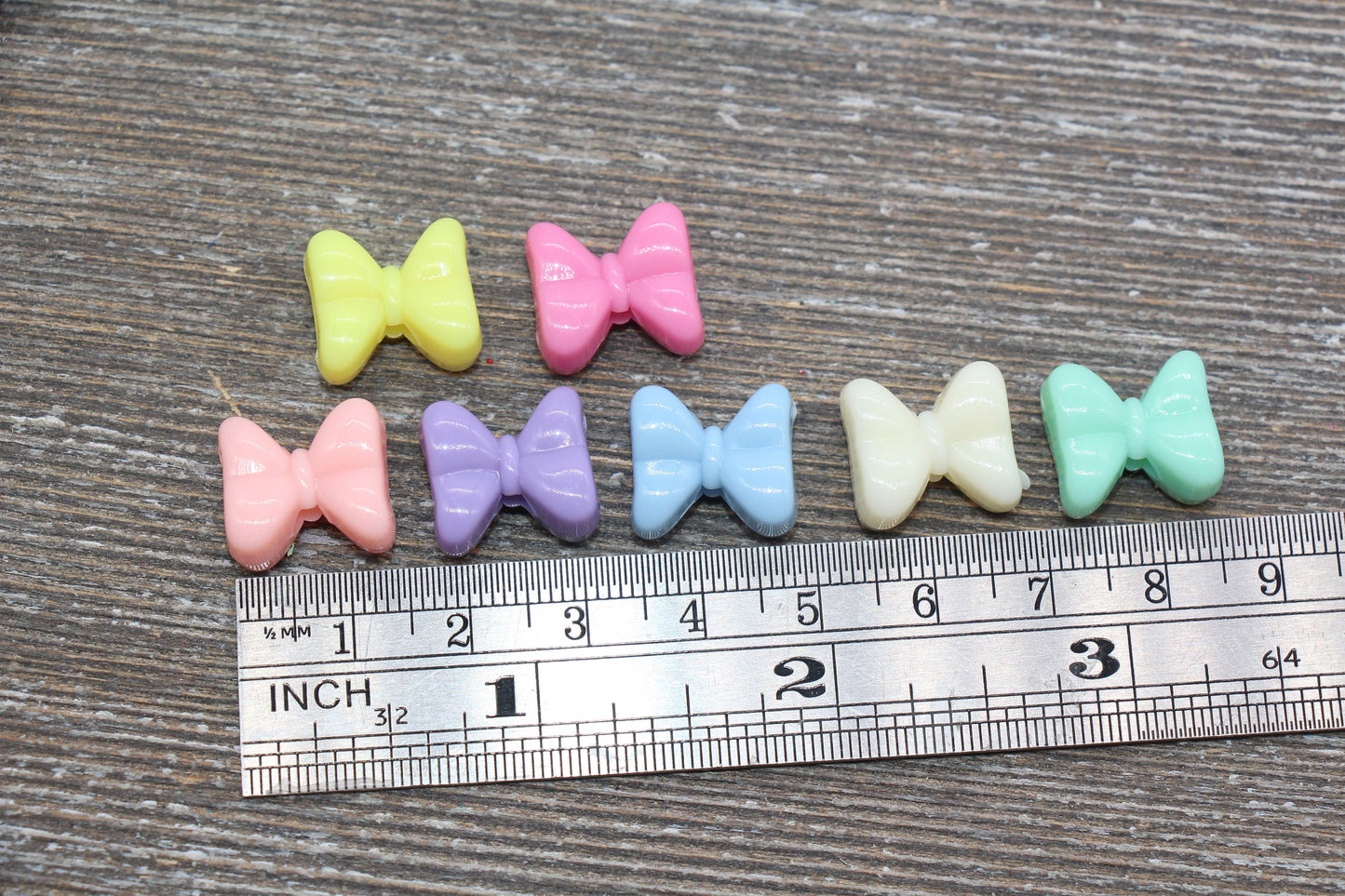 Multicolor Bow Beads, Acrylic Ribbon Bow Beads, Pastel Bow Beads, Mixed Colors Plastic Beads #1628
