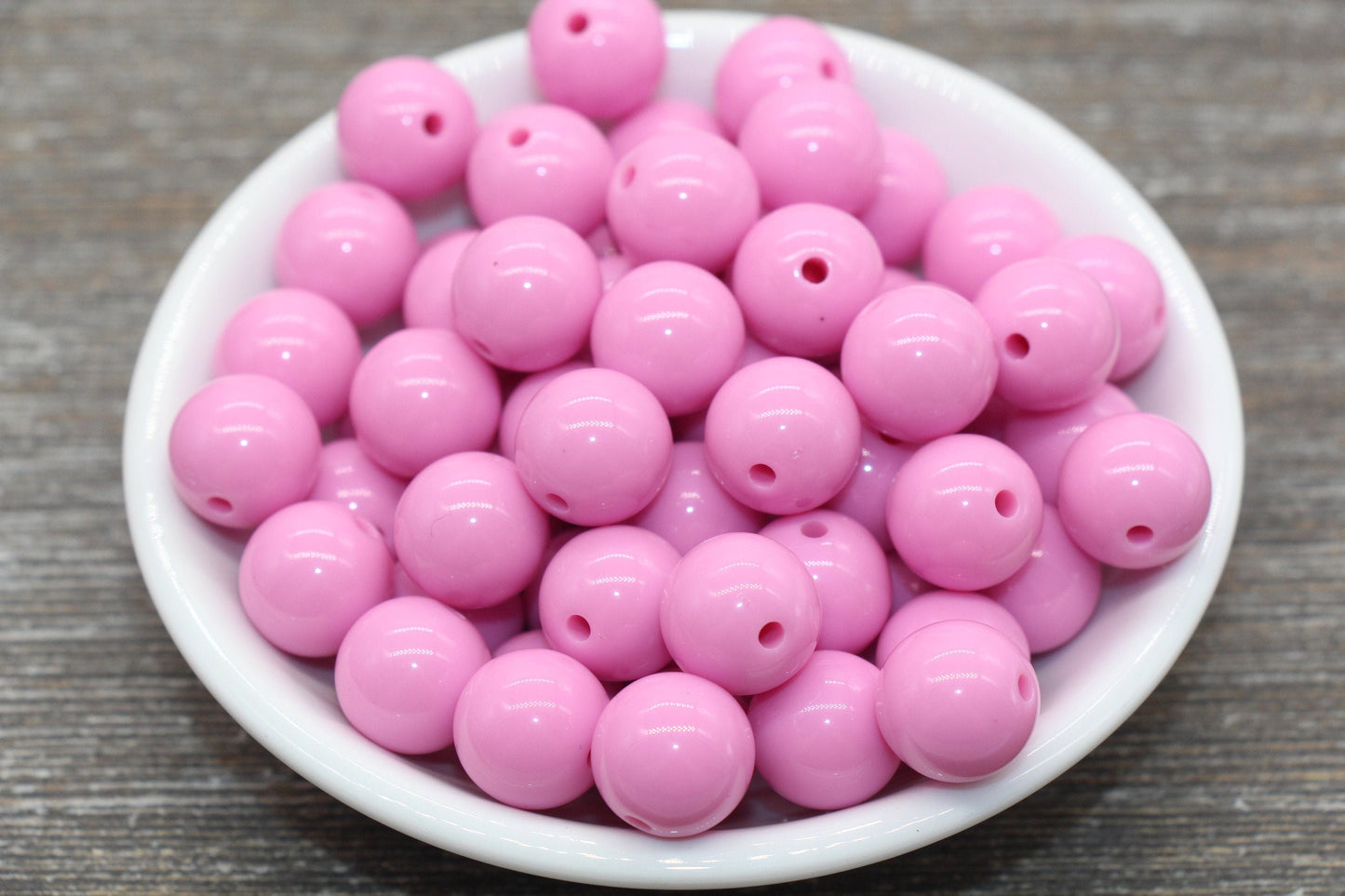 14mm Pink Gumball Beads, Round Acrylic Loose Beads, Solid Bubblegum Beads, Chunky Beads, Smooth Round Plastic Beads #1679
