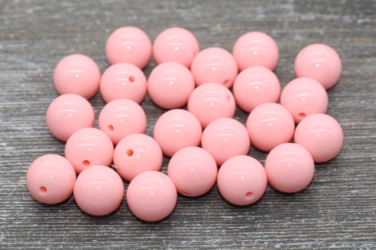 16mm Light Orange Gumball Beads, Round Acrylic Loose Beads, Solid Bubblegum Beads, Chunky Beads, Smooth Round Plastic Beads #1684
