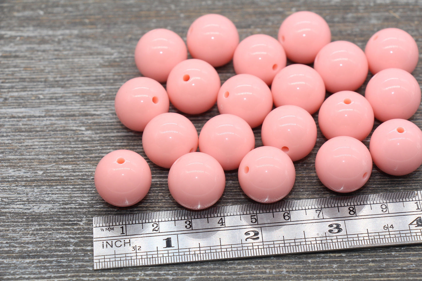 18mm Light Orange Gumball Beads, Round Acrylic Loose Beads, Solid Bubblegum Beads, Chunky Beads, Smooth Round Plastic Beads #1685