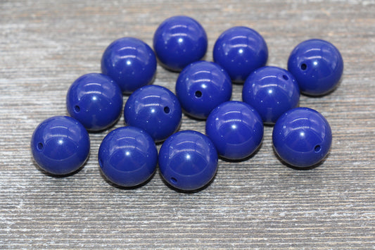 20mm Royal Blue Gumball Beads, Round Acrylic Loose Beads, Solid Bubblegum Beads, Chunky Beads, Smooth Round Plastic Beads #1690