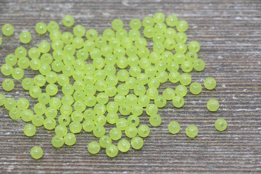 4mm Lime Green Round Beads, Translucent Lime Green Round Gumball Beads, Round Spacer Beads, Bubblegum Beads, Plastic Round Smooth Bead #1635