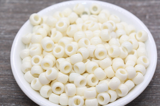 Ivory Pony Beads, Acrylic Smooth Ivory Loose Pony Beads, Plastic Bubblegum Beads, Chunky Beads, Spacer Beads #630