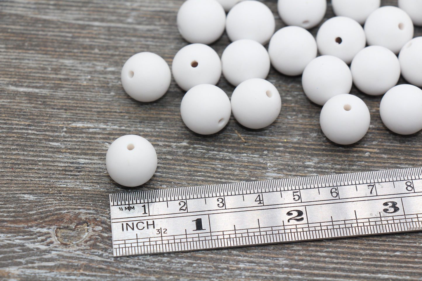 14mm Matte White Gumball Beads, Round Acrylic Loose Beads, Solid Bubblegum Beads, Chunky Beads, Round Plastic Beads #1639