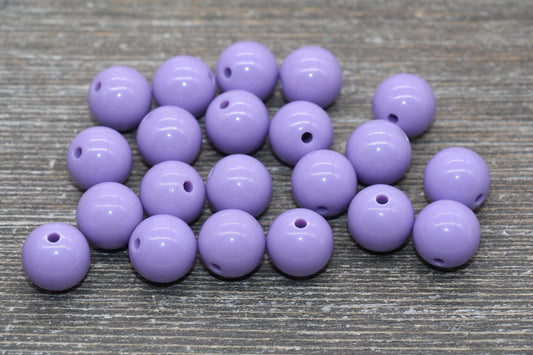 14mm Lavender Gumball Beads, Round Acrylic Loose Beads, Solid Bubblegum Beads, Chunky Beads, Smooth Round Plastic Beads #1651