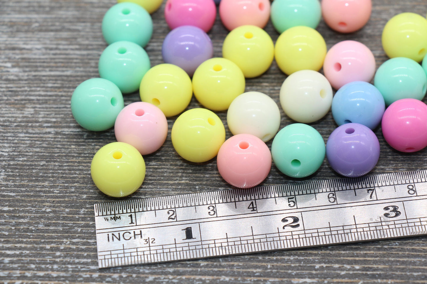 14mm Multicolor Gumball Beads, Round Acrylic Loose Beads, Solid Bubblegum Beads, Chunky Beads, Smooth Round Plastic Beads #1667