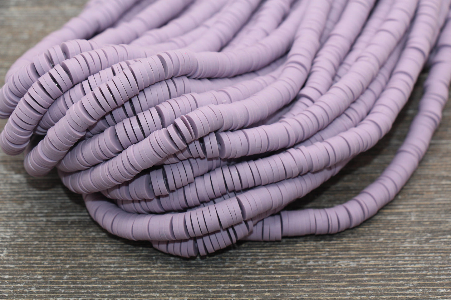 8mm Dusty Lilac Heishi Beads, Lilac Polymer Clay Disc Beads, African Disc Beads, Vinyl Heishi, 16 inch Strand #226