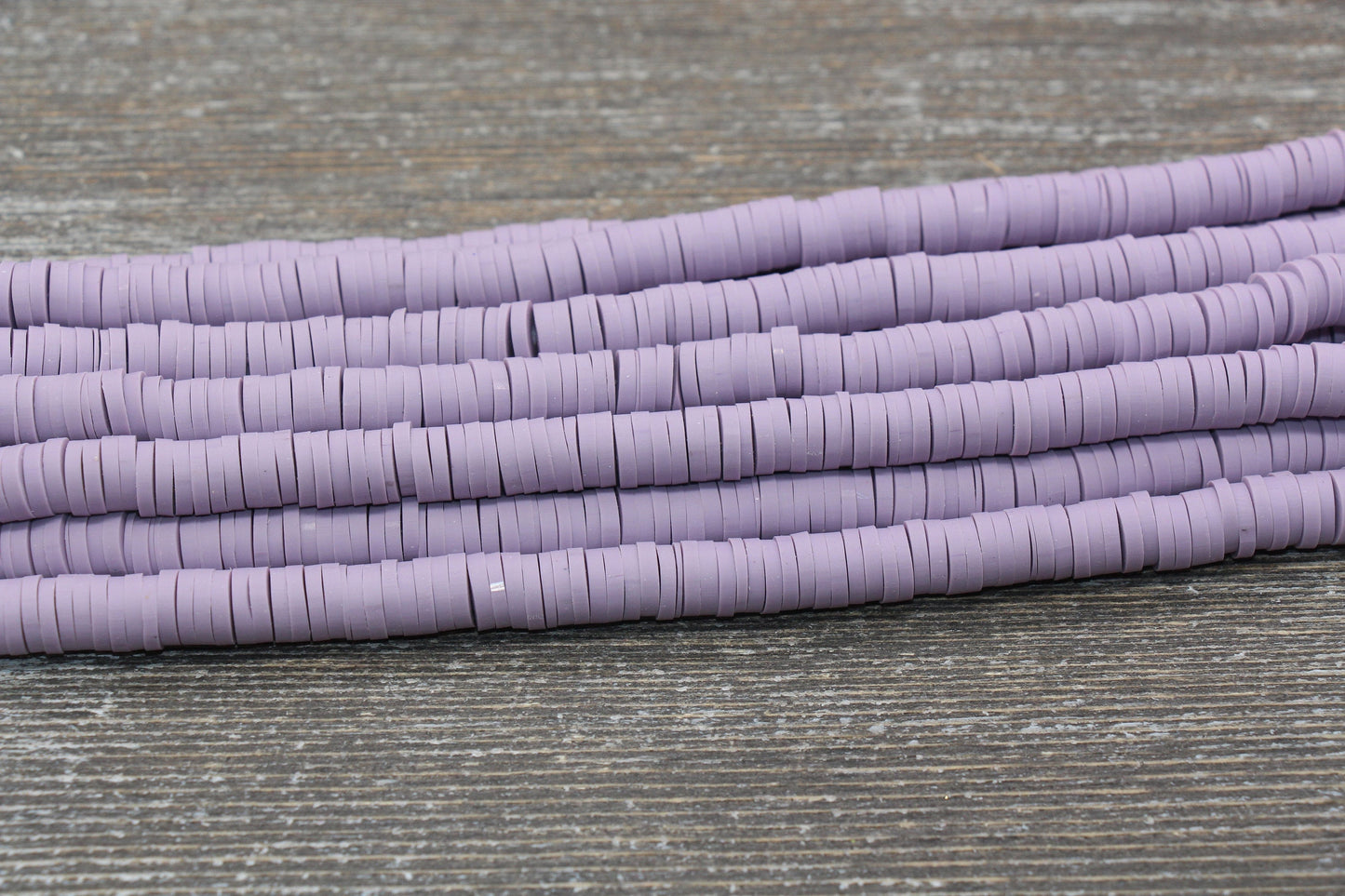 8mm Dusty Lilac Heishi Beads, Lilac Polymer Clay Disc Beads, African Disc Beads, Vinyl Heishi, 16 inch Strand #226