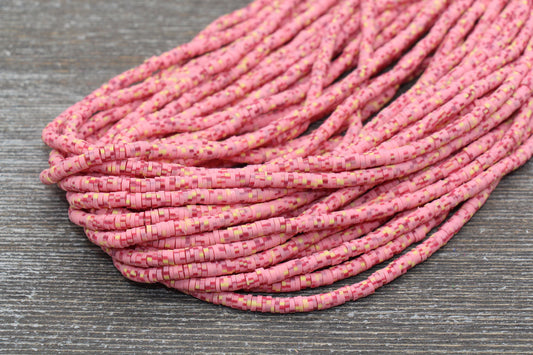 4mm Multicolored Speckled Heishi Beads, Mix Color Polymer Clay Disc Beads, African Disc Beads, Vinyl Heishi, 16 inch Strand #260