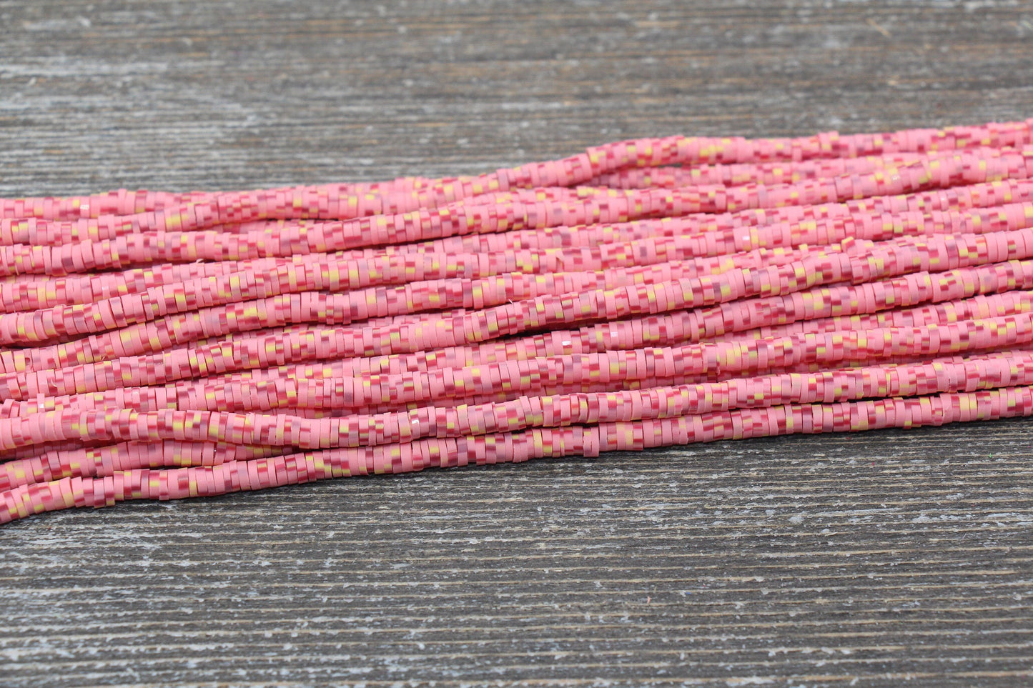 4mm Multicolored Speckled Heishi Beads, Mix Color Polymer Clay Disc Beads, African Disc Beads, Vinyl Heishi, 16 inch Strand #260
