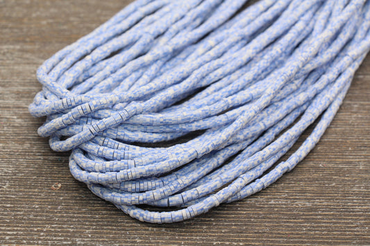 4mm Blue with White Speckled Heishi Beads, Mix Color Polymer Clay Disc Beads, African Disc Beads, Vinyl Heishi, 16 inch Strand #265