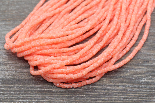 4mm Orange Speckled Heishi Beads, Mix Color Polymer Clay Disc Beads, African Disc Beads, Vinyl Heishi, 16 inch Strand #271