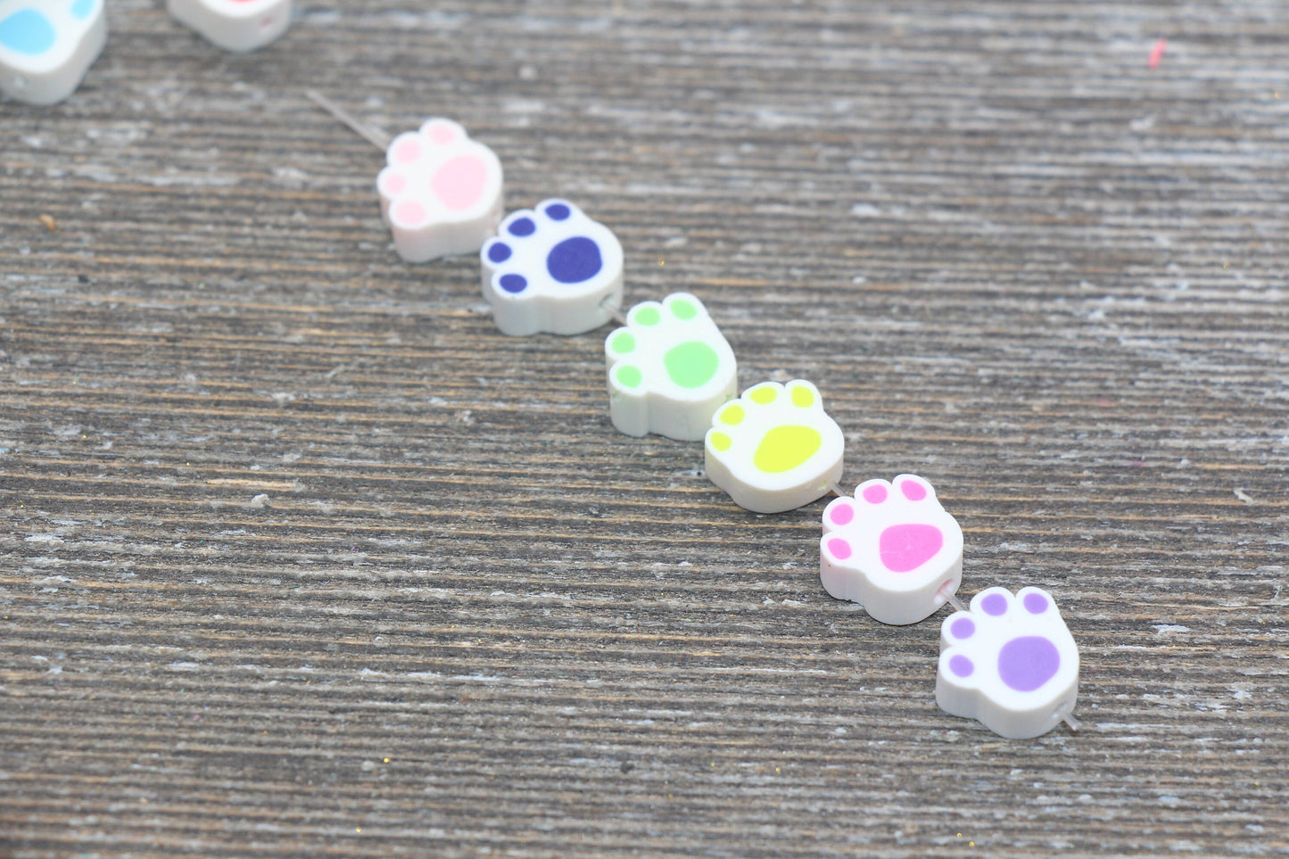 Paw Print Polymer Clay Beads, Dog Paw Beads, Paw Clay Beads, Dog Paw Print Clay Beads, Paw Animal Beads, Jewelry Beads #2