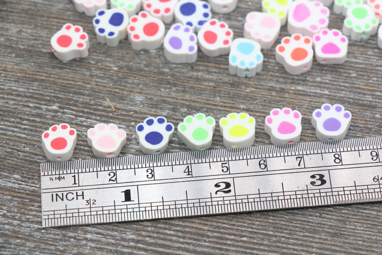 Paw Print Polymer Clay Beads, Dog Paw Beads, Paw Clay Beads, Dog Paw Print Clay Beads, Paw Animal Beads, Jewelry Beads #2