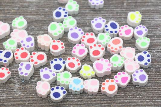 Paw Print Polymer Clay Beads, Dog Paw Beads, Paw Clay Beads, Dog Paw Print Clay Beads, Paw Animal Beads, Jewelry Beads #2