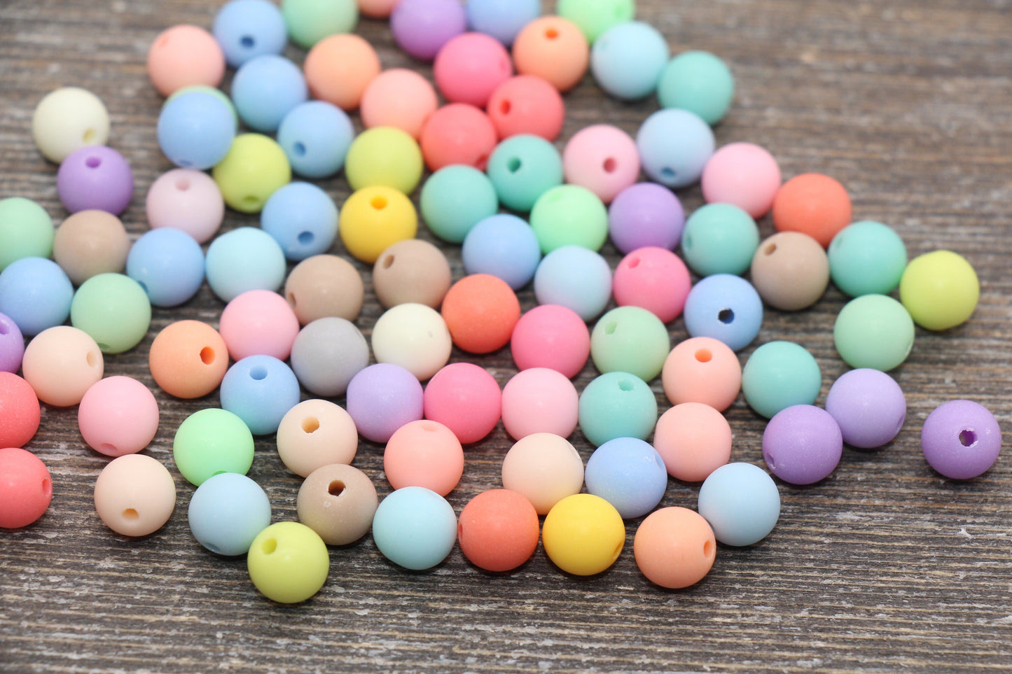 8mm Matte Pastel Multicolor Gumball Beads, Round Acrylic Loose Beads, Frosted Bubblegum Beads, Chunky Beads, Round Plastic Beads #140