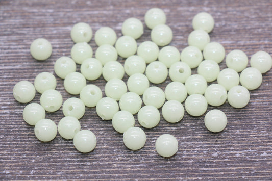 8mm GLOW in DARK Gumball Beads, Glow Round Acrylic Loose Beads, Bubblegum Beads, Chunky Beads, Round Plastic Beads #146