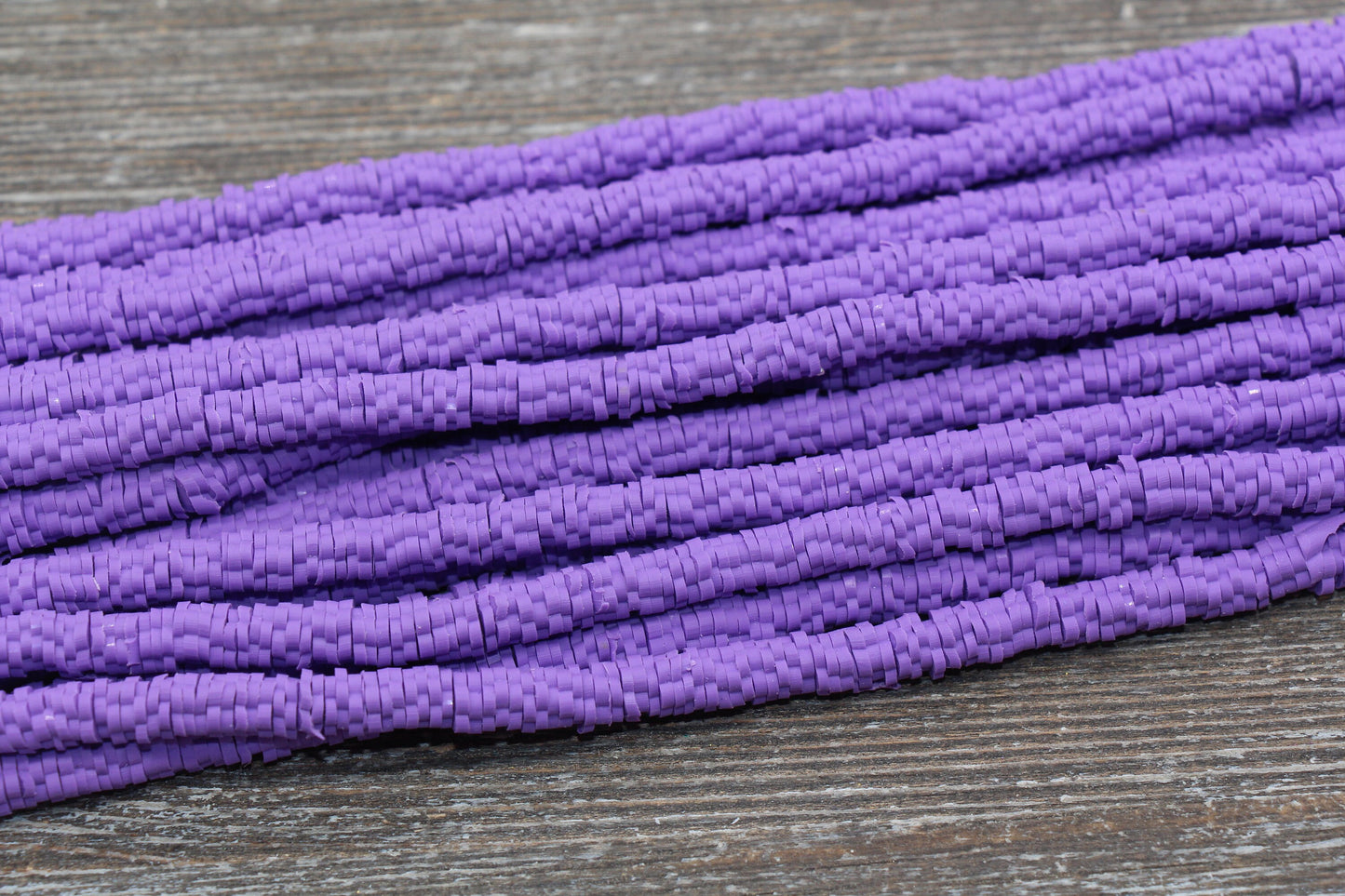 6mm Purple Flower Shape Heishi Beads, Purple Polymer Clay Disc Beads, African Disc Beads, Vinyl Heishi, 16 inch Strand #291